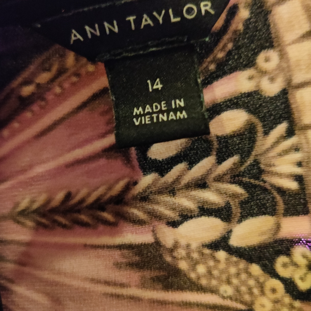 Ann Taylor Black and Pink Fan dress, size 14 - Picture 5 of 13